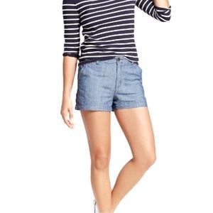 A New Day Light Blue Color Modest Length Faux Denim Chino Shorts